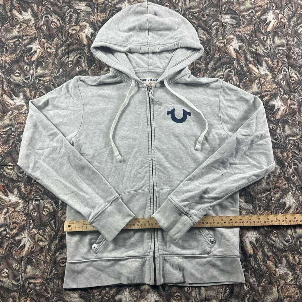 Vintage True Religion Light Gray Zip-Up Hoodie